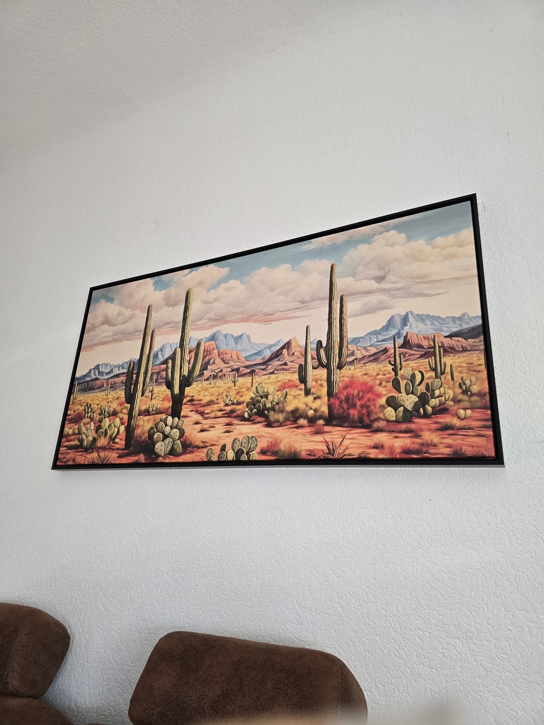 Customer photo review of Desert Landscape With Tall Saguaro Cacti Southwestern Framed Canvas Wall Art