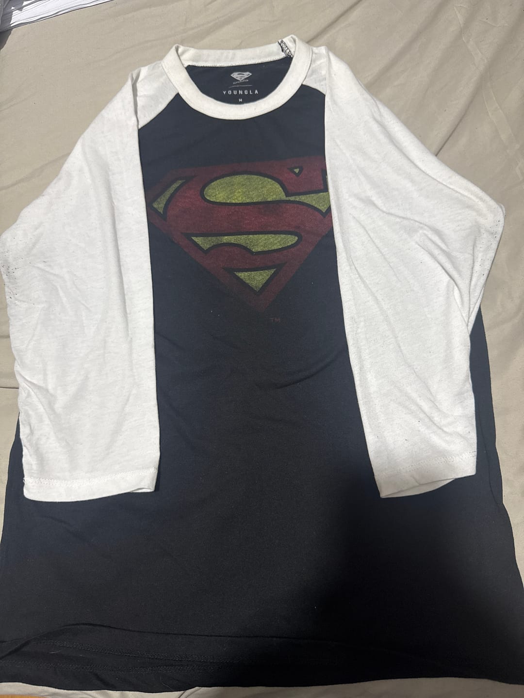 Customer photo review of 8072 - Superman 3/4 Raglan Shirts