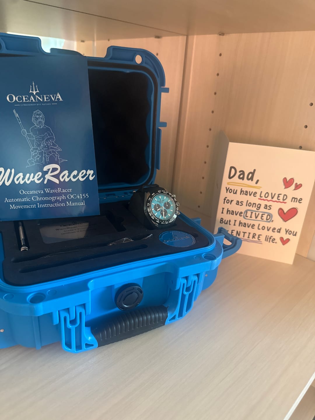 Customer photo review of Oceaneva WaveRacer 1000m Mechanical Chronograph Automatic Grade 5 Titanium Watch Turquoise