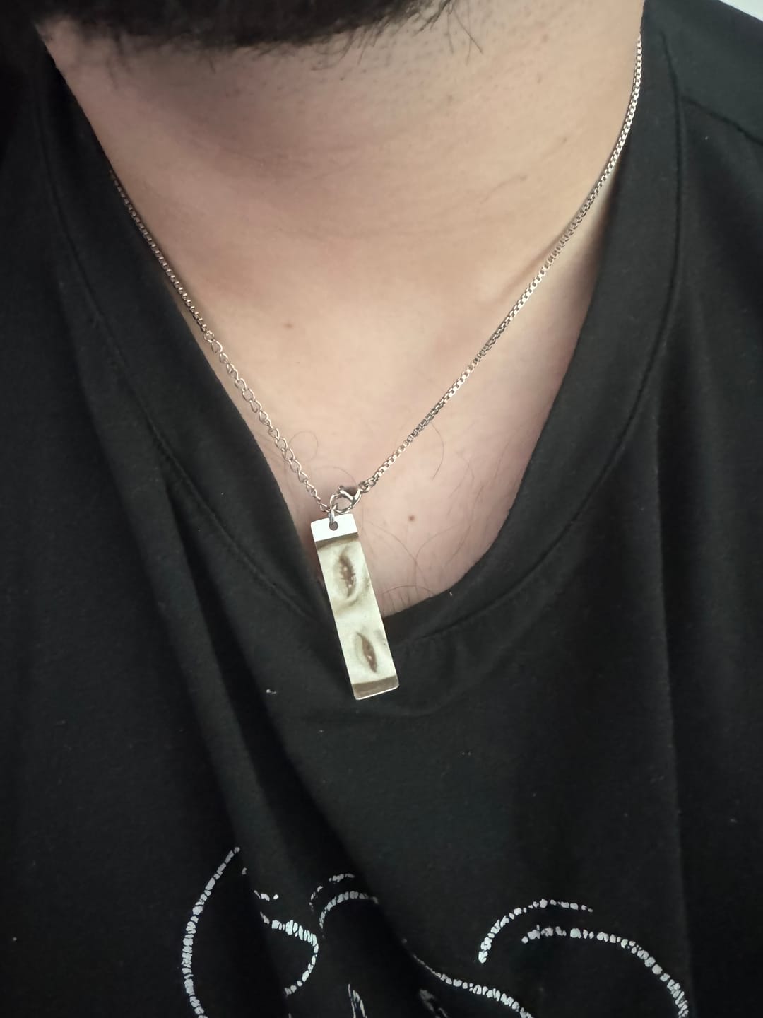 Customer photo review of Personalized Eye Photo Necklace