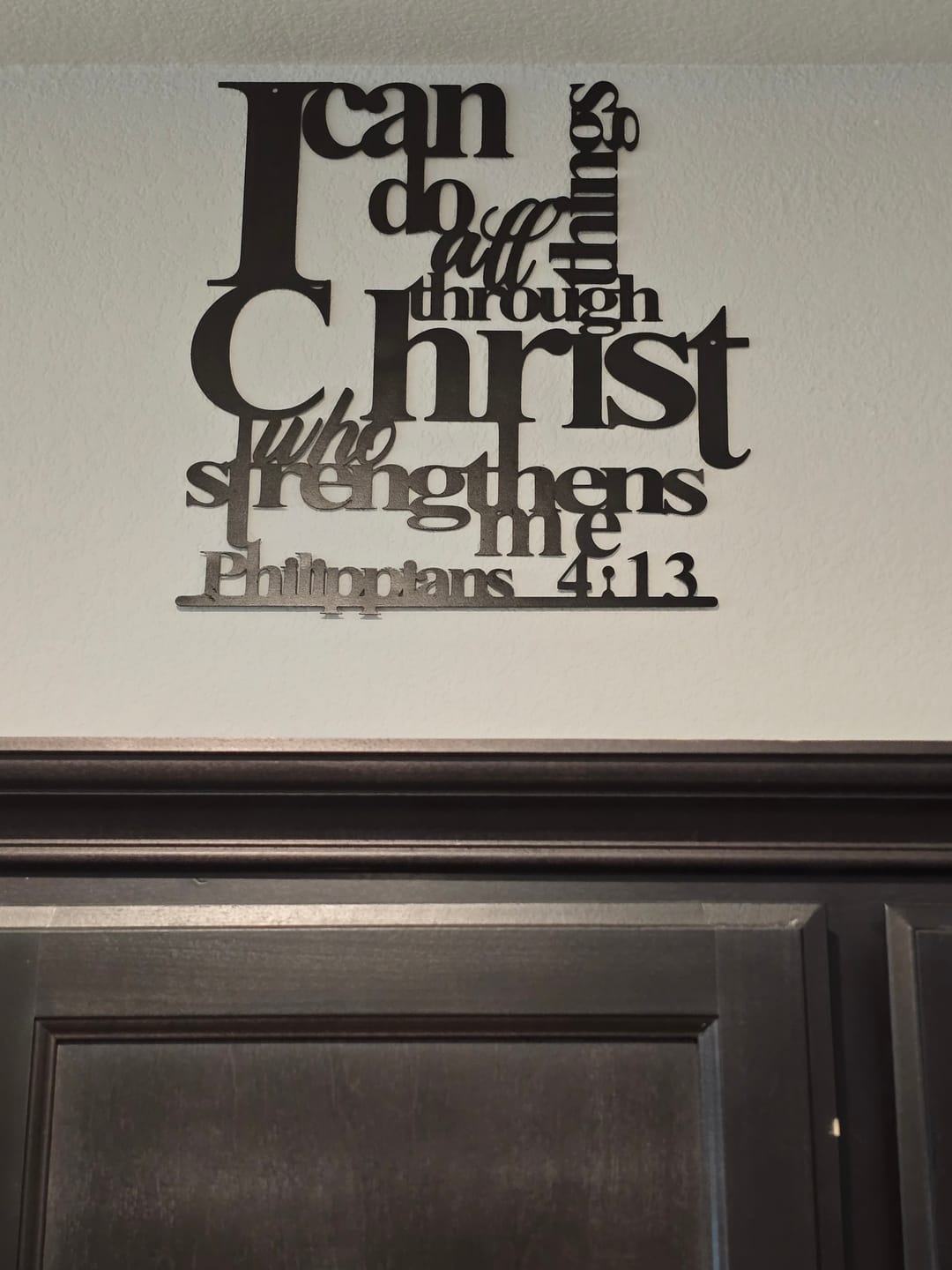 Customer photo review of Christianartworkshop Philippians 4:13 I Can Do All Things Metal Wall Decor: Christ’s Strength for Your Walls