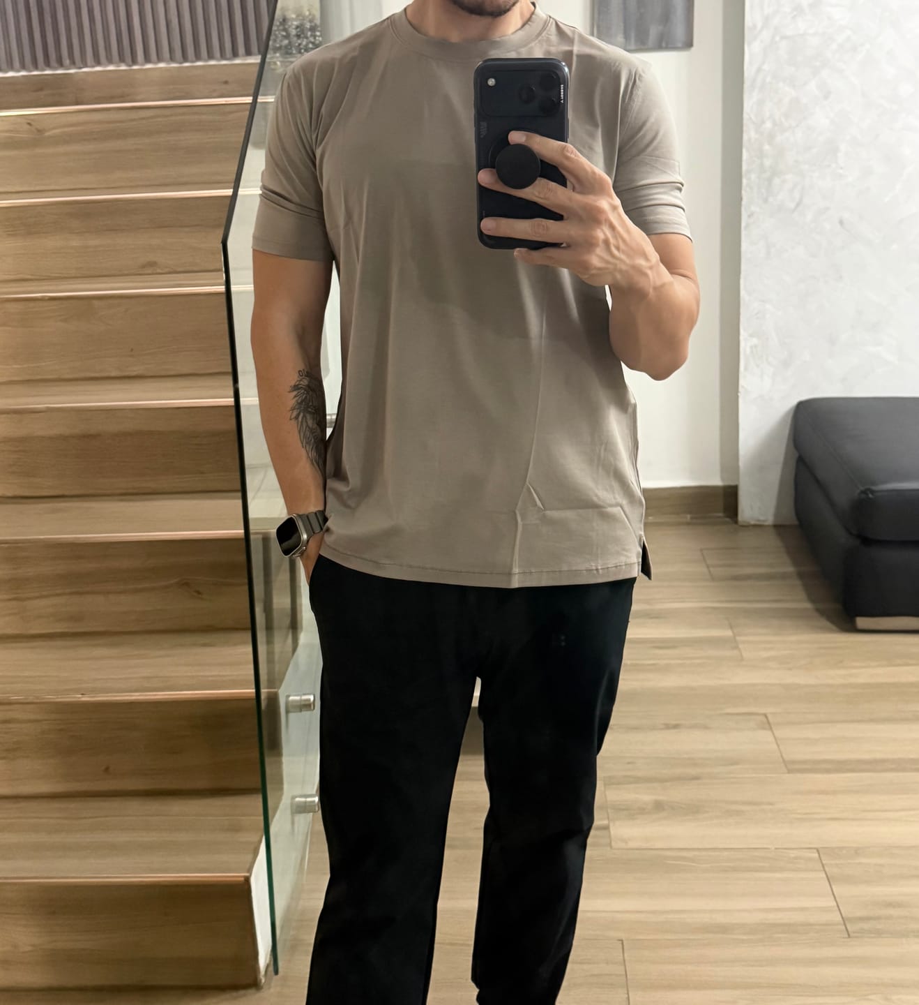 Customer photo review of Lyocell Essential Tee - Taupe