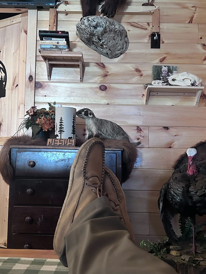 Customer photo review of Men's Moose Hide Leather Fringed Moccasin Boots