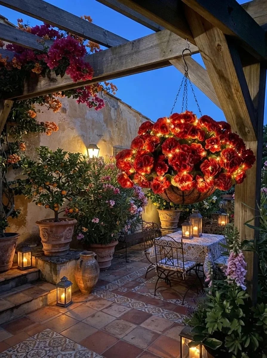 Customer photo review of 🔥Last Day 50% OFF🔥Outdoor UV Resistant Artificial Geranium Flowers with free led lights☀️UV resistant, Waterproof，Windproof🌪️