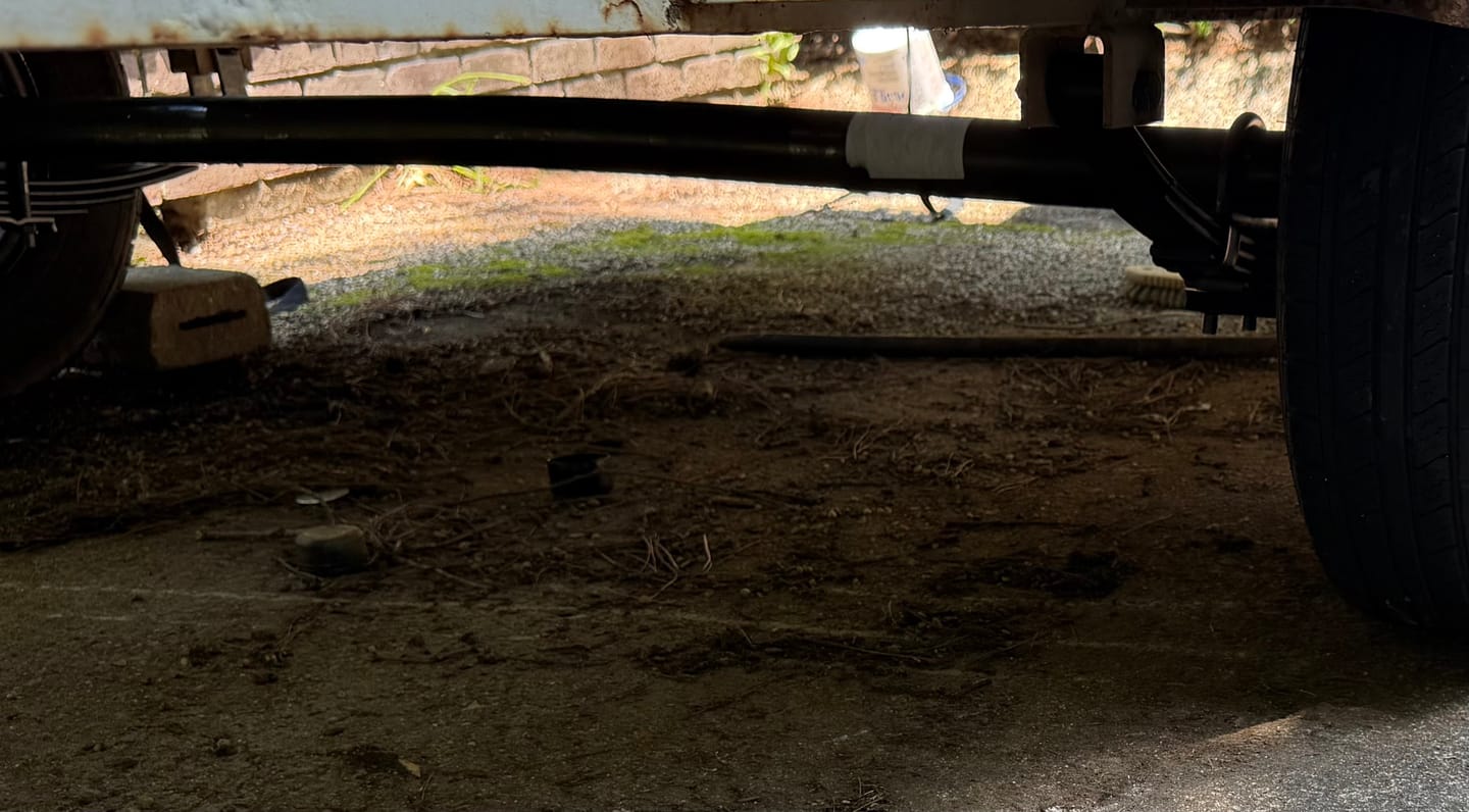 Customer photo review of 3500 lb Trailer Axle With Idler Hubs | Round Straight
