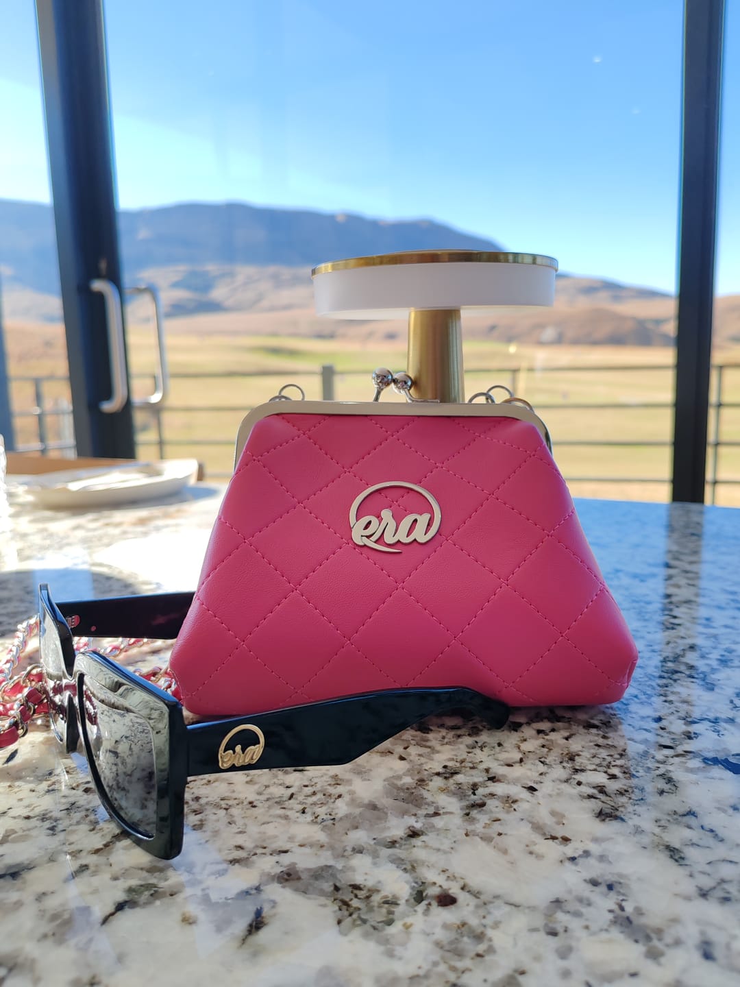 Customer photo review of ERA Mini Kisslock Chain Bag – Pink