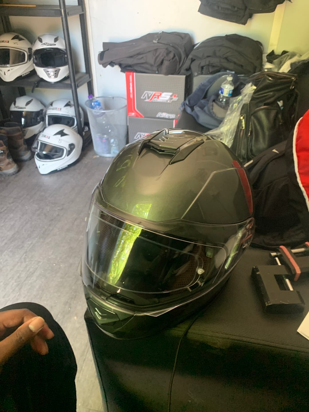 Customer photo review of Daytona Glide Modular Motorcycle Helmet - DOT & ECE Approved, Bluetooth Ready, Dual Visor, Men/Women/Youth - Gun Metal Grey Metallic