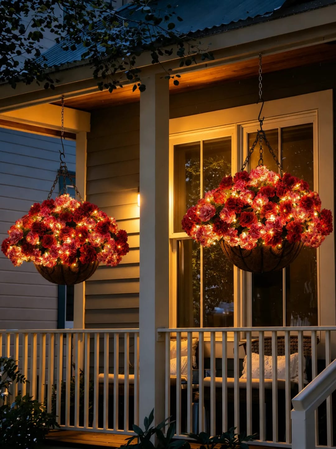 Customer photo review of 🔥Last Day 50% OFF🔥Outdoor UV Resistant Artificial Geranium Flowers with free led lights☀️UV resistant, Waterproof，Windproof🌪️