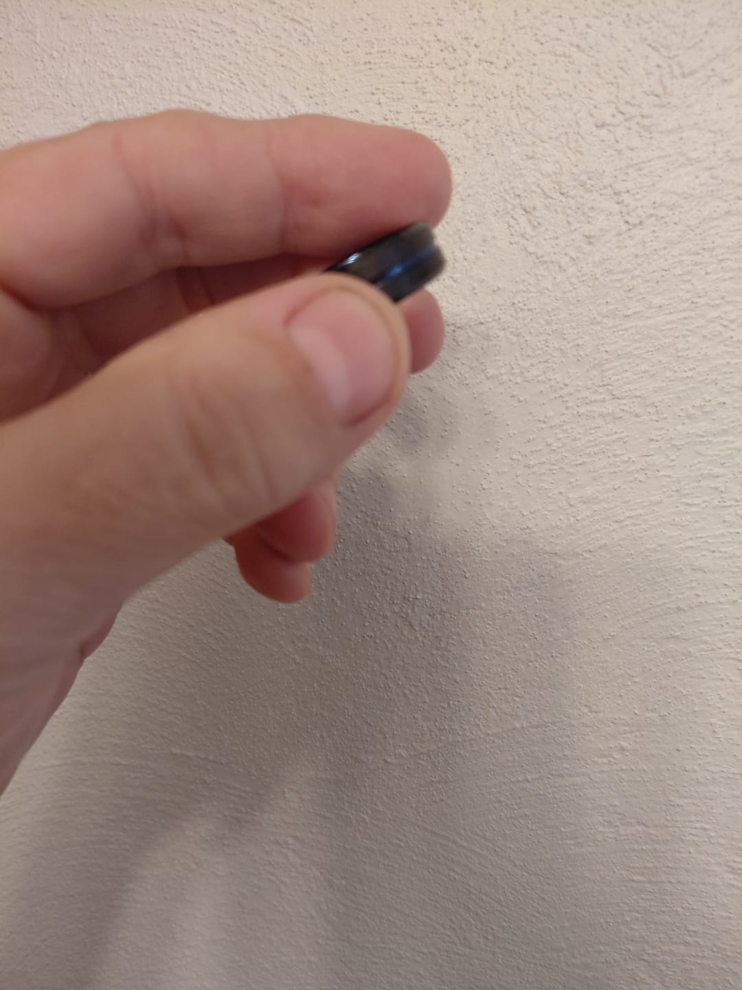 Customer photo review of 8mm - Black Blue Tungsten Carbide Ring - Grooved Beveled Edges - Wedding Band
