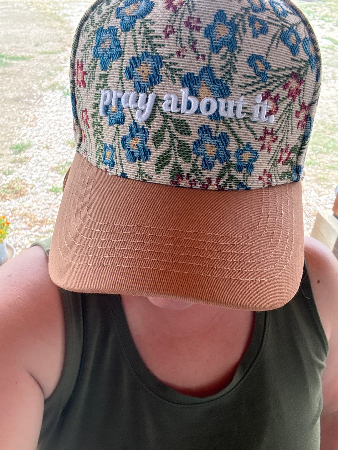 Customer photo review of Hat: Pray about it