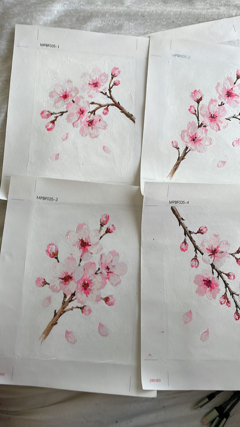 Customer photo review of 4 Mini Paintings - Cherry Blossom Set