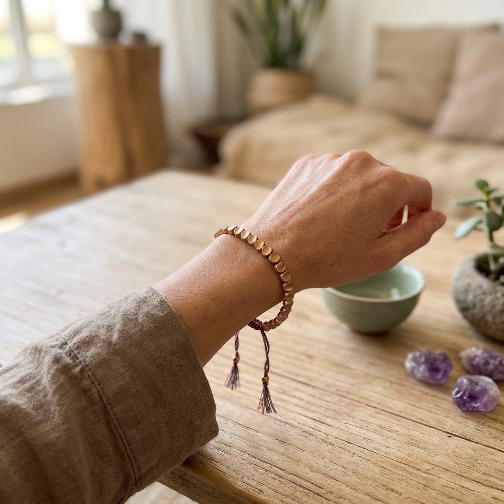 Customer photo review of Bracelet tibétain en perles de cuivre