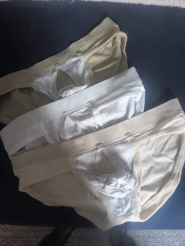 Customer photo review of 3 Pack Men's Soft Cotton Blend Waffle Briefs with Separate Pouch and High-Leg Cut