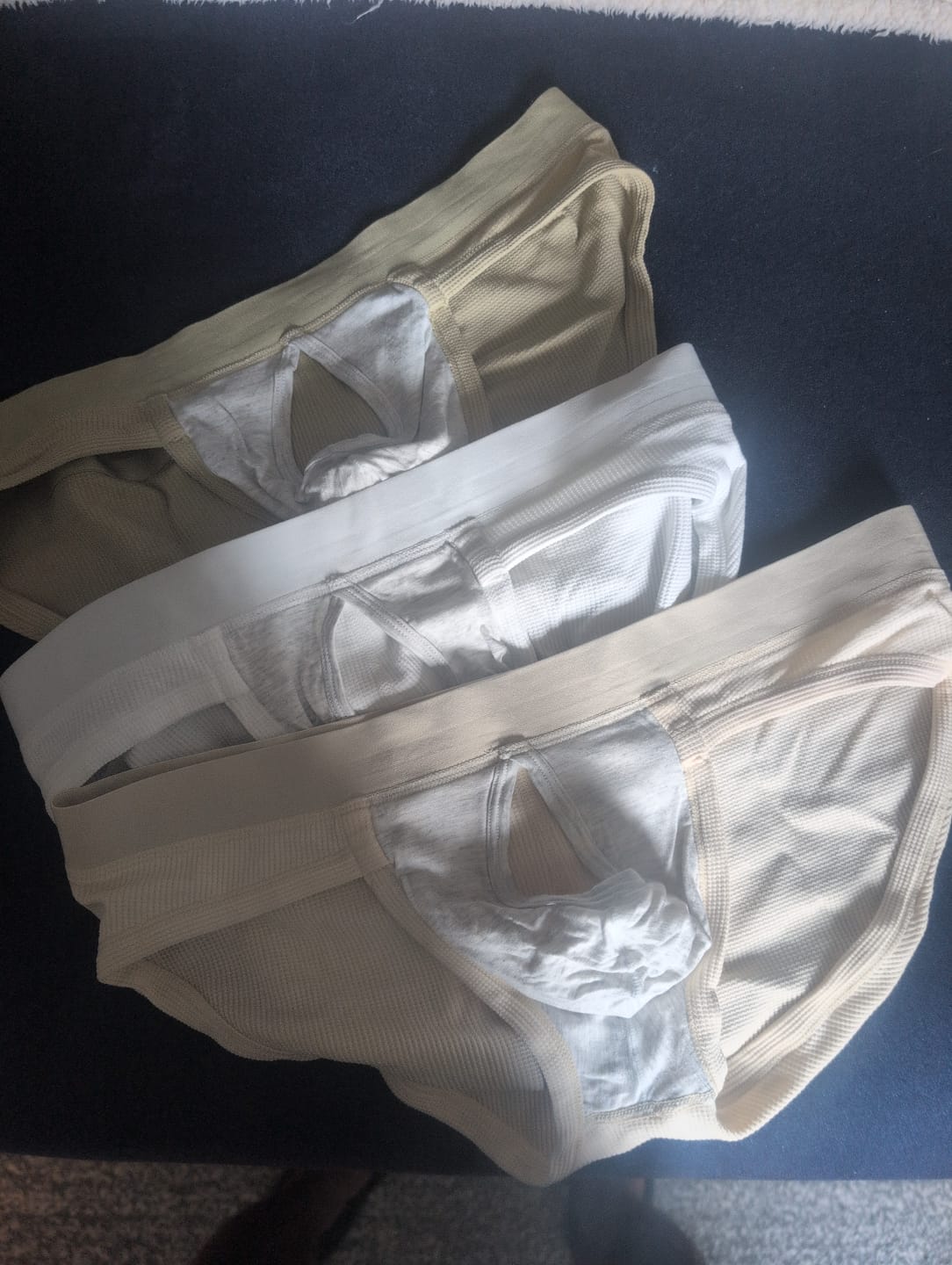 Customer photo review of 3 Pack Men's Soft Cotton Blend Waffle Briefs with Separate Pouch and High-Leg Cut