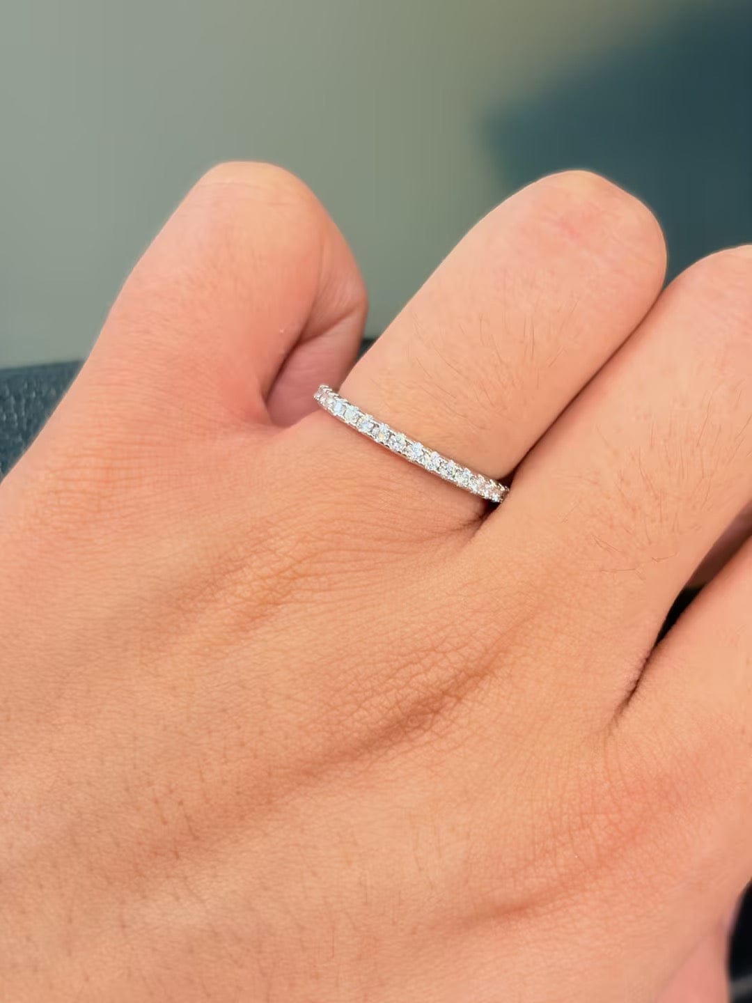 Customer photo review of Rodiffy Moissanite 0.5 Ct Full Eternity Thin Wedding Band For Women