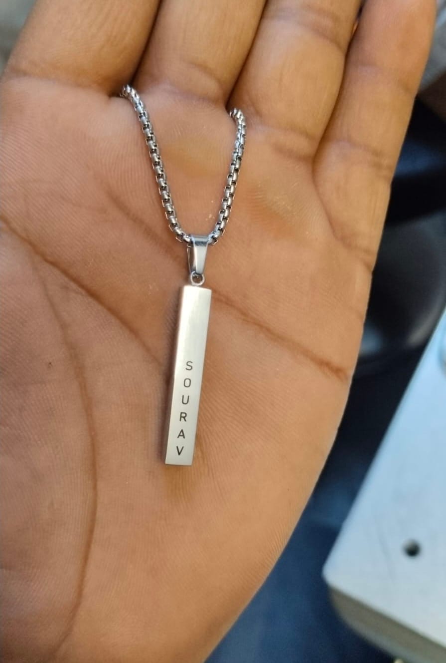 Customer photo review of Personalised Cuboid Locket for Men