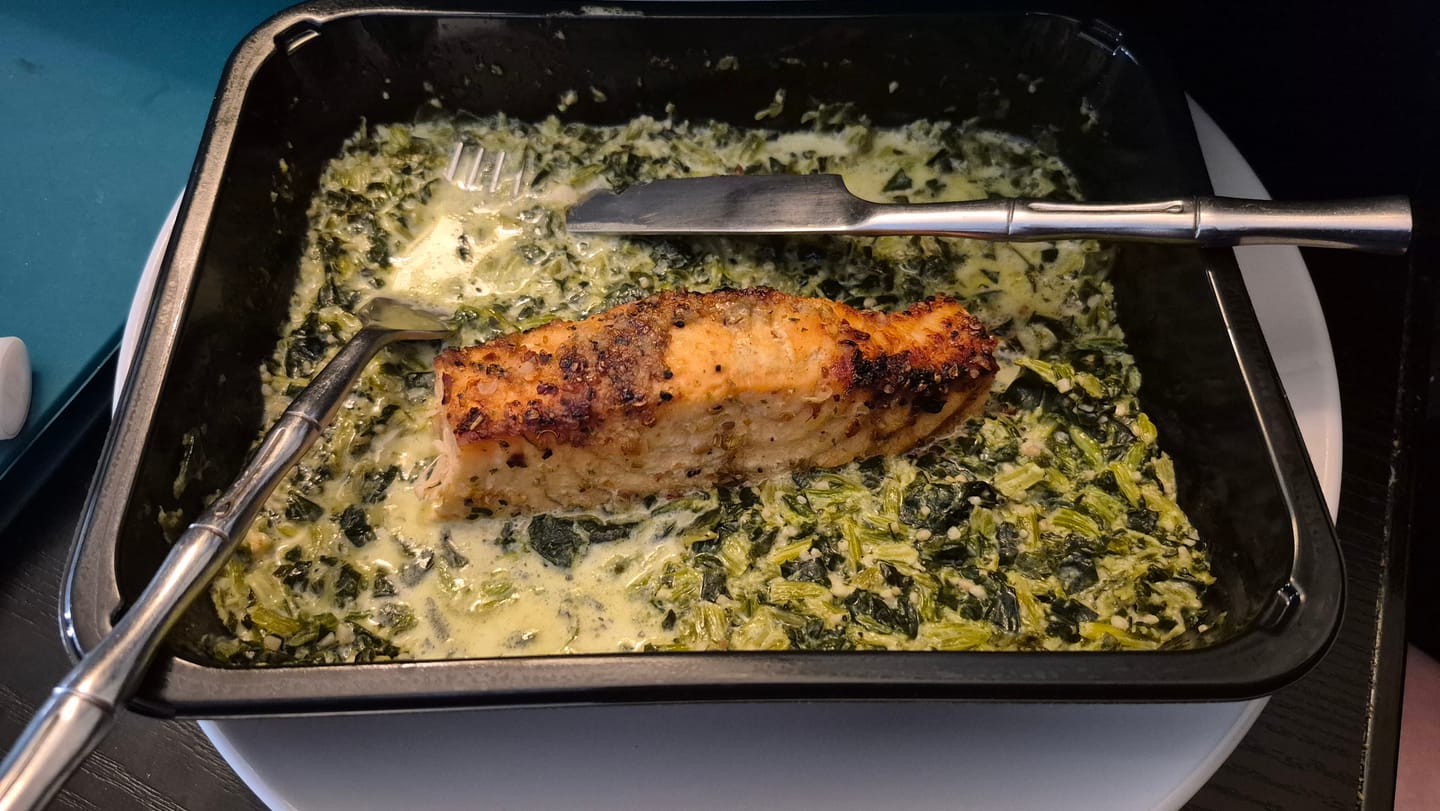 Customer photo review of Grilled Salmon Fillet with Creamed Spinach