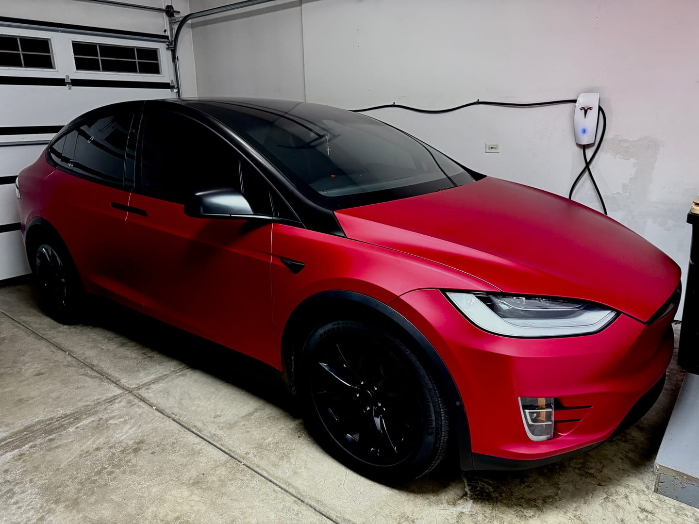 Customer photo review of Satin Chrome Prismatic Red Vinyl Wrap