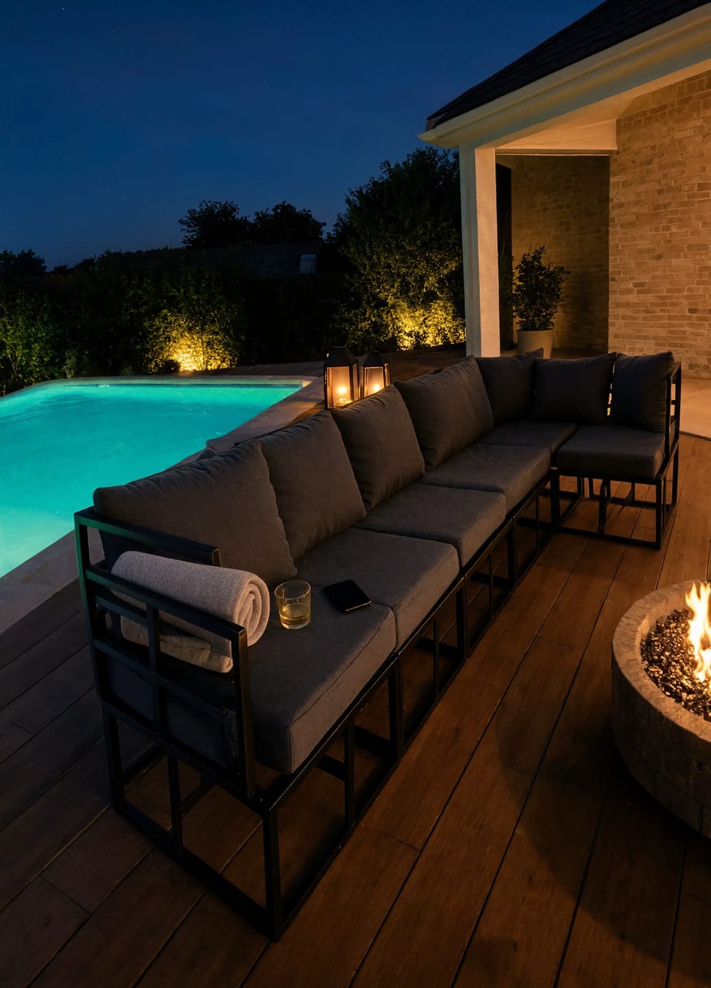 Customer photo review of Black Aluminium 5-Piece Modular Garden Corner Sofa Set with Cushions | GardenCorner
