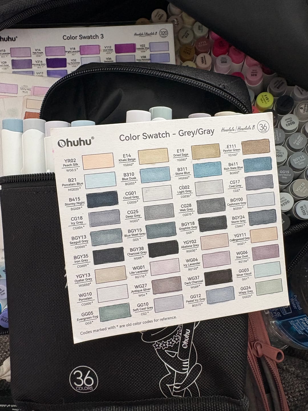 Customer photo review of Ohuhu Honolulu 36 Gray Tone Colors Dual Tips Alcohol Art Markers (New Color Codes)