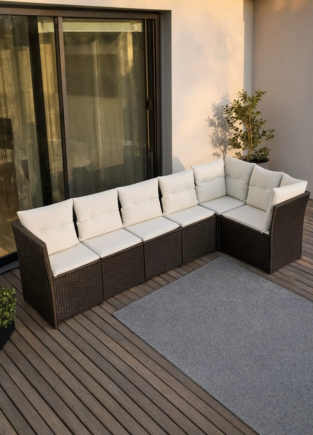 Customer photo review of PE Rattan 7-Piece Modular Garden Corner Sofa Set with Cushions | GardenCorner
