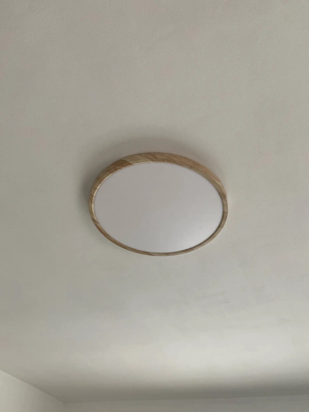 Customer photo review of Ceiling Light, Natural Rubberwood, Slim Flush Mount, Integrated LED