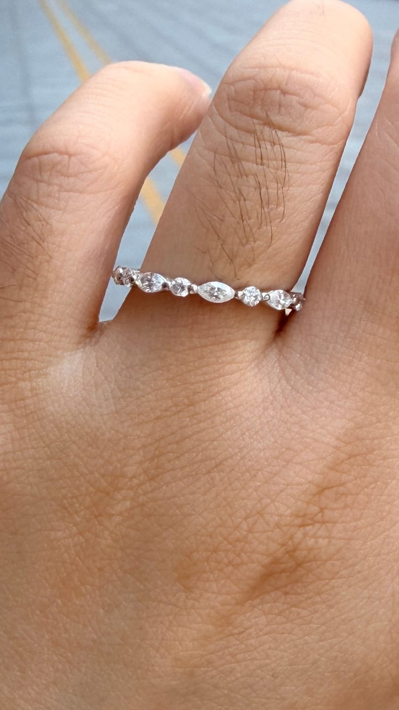 Customer photo review of S925 1.0 Ct Marquise Cut Half Eternity Wedding Band Stackable Ring For Everyday Wear