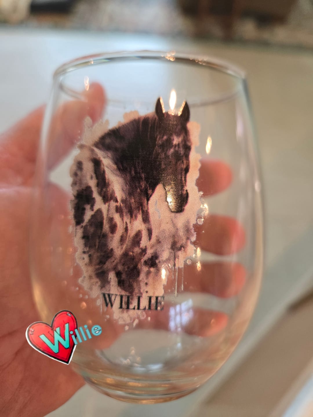 Customer photo review of Watercolor Realistic Portrait - Personalized Wine Glass