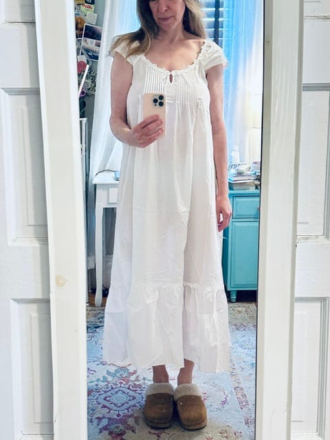 Customer photo review of The "Taylor" Iconic White Cotton Lawn Ballet Nightgown