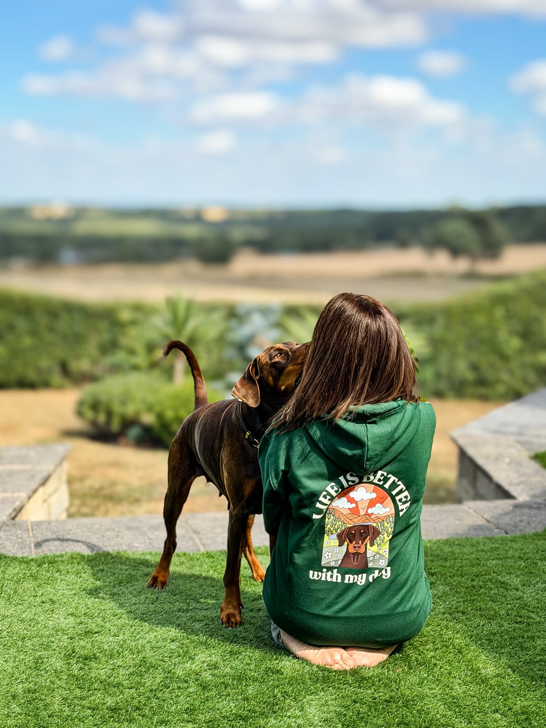 Customer photo review of Personalised Life is Better with your dog Zip up Hoody