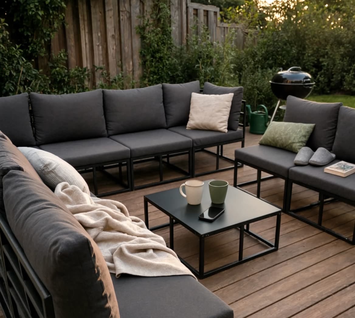 Customer photo review of Aluminium 8-Piece Garden Corner Sofa Set with Cushions | GardenCorner