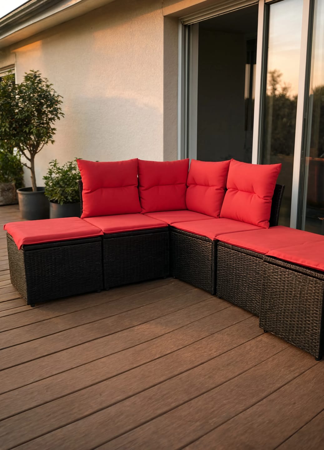 Customer photo review of PE Rattan 5-Piece Modular Garden Corner Sofa Set with Cushions | GardenCorner