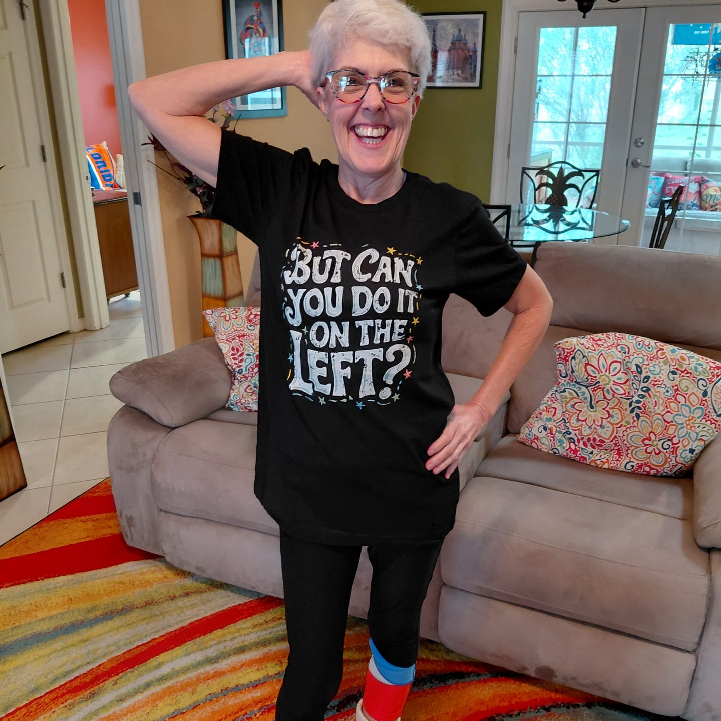 Customer photo review of But Can You Do It On The Left T-shirt
