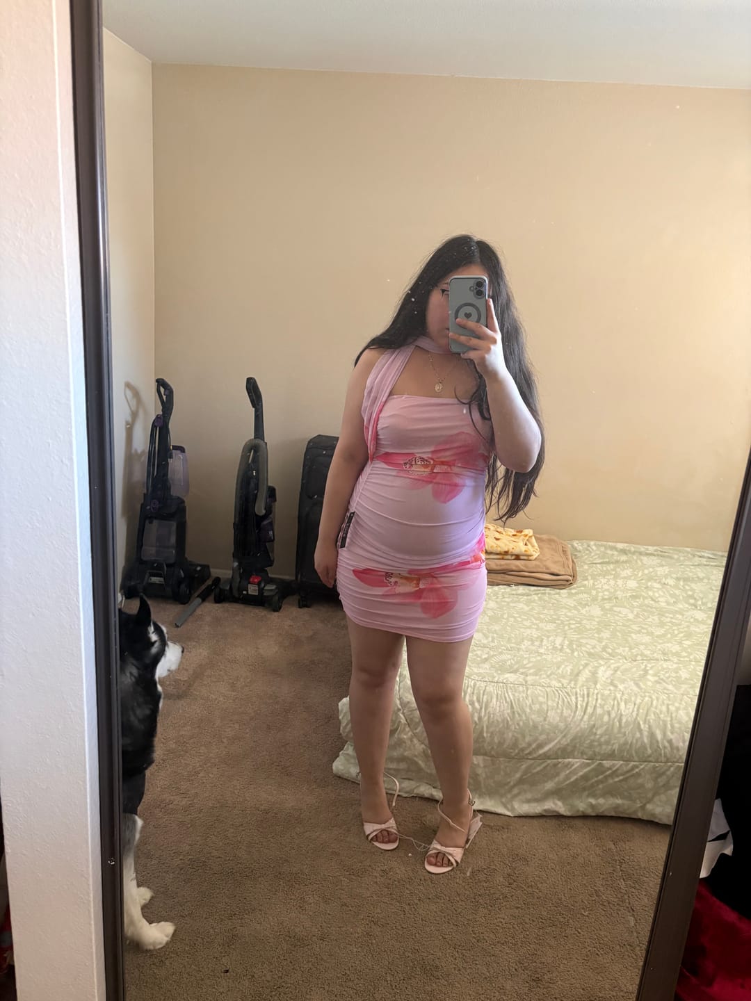 Customer photo review of Yuki Scarf Drape Mini Dress