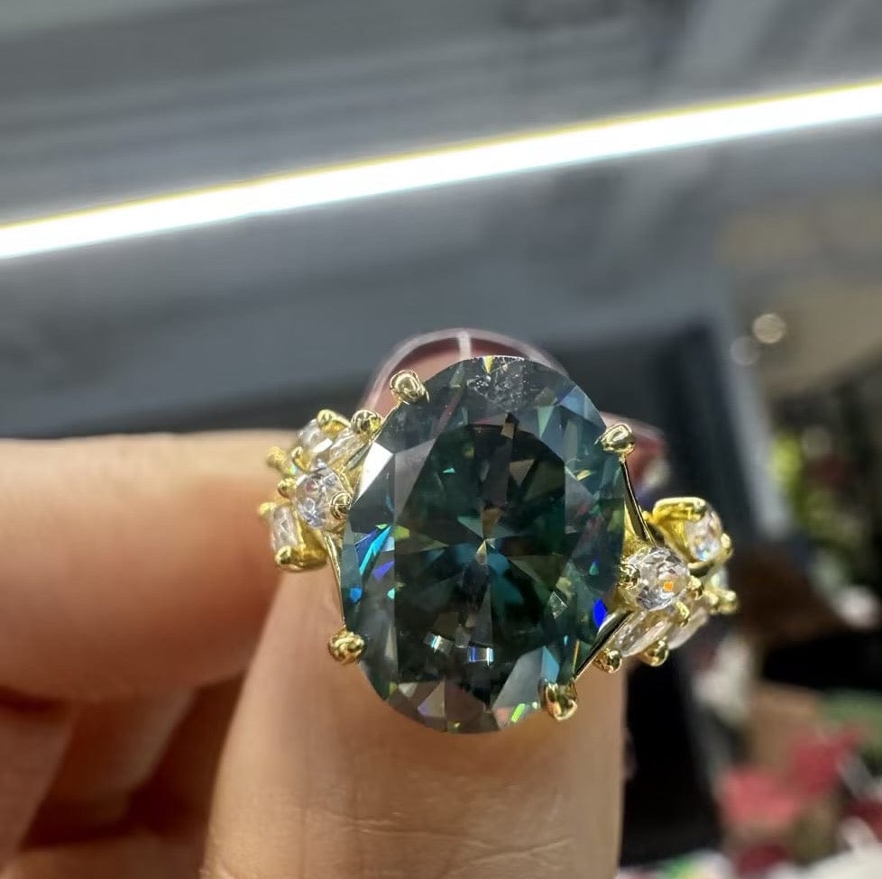 Customer photo review of S925 Moissanite 3.5 Oval Vine Ring Self Love Ring Gift Green Stone Daily Wearable Ring For Her
