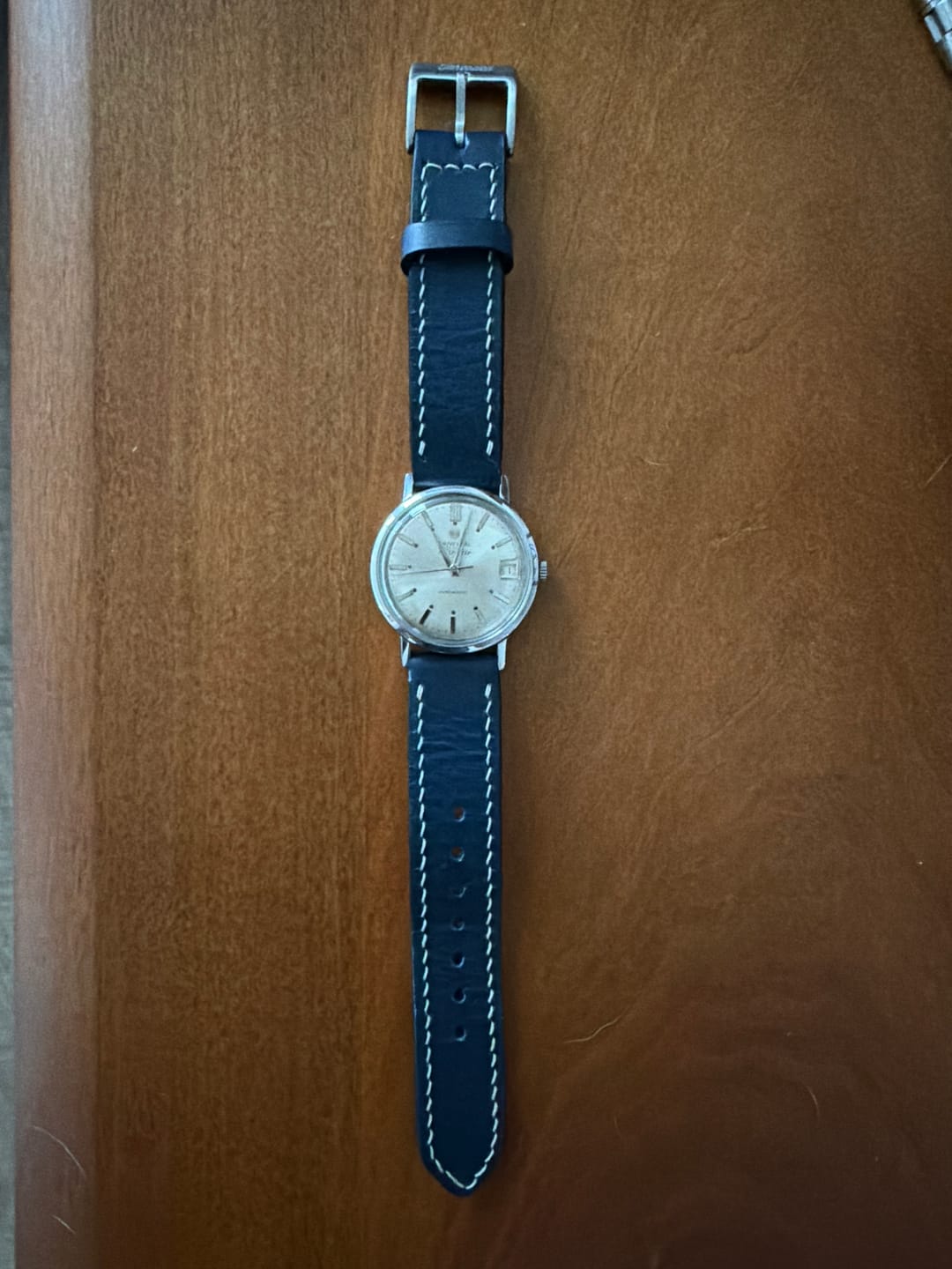 Customer photo review of Cobalt Buttero Italian Leather Watch Strap, Natural Thread