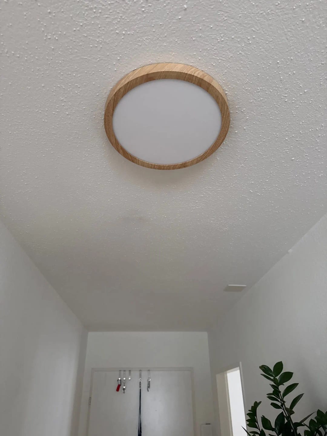 Customer photo review of Ceiling Light, Natural Rubberwood, Slim Flush Mount, Integrated LED
