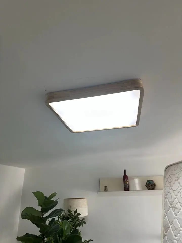 Customer photo review of Ceiling Light, Natural Rubberwood, Slim Flush Mount, Integrated LED