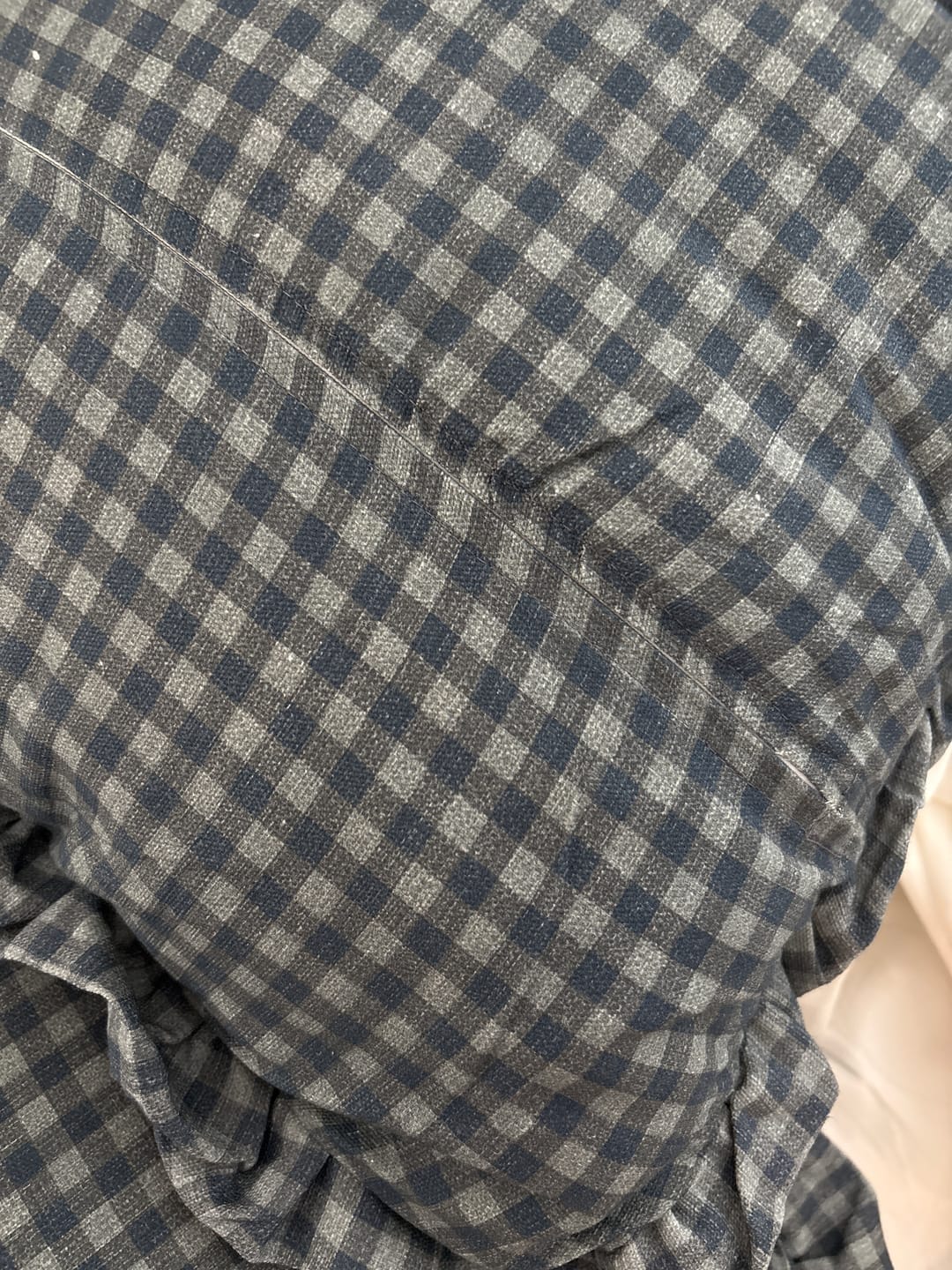 Customer photo review of Gingham Ruffle in Navy - 18" | 22" | 26" | 12x20" | 12x40"