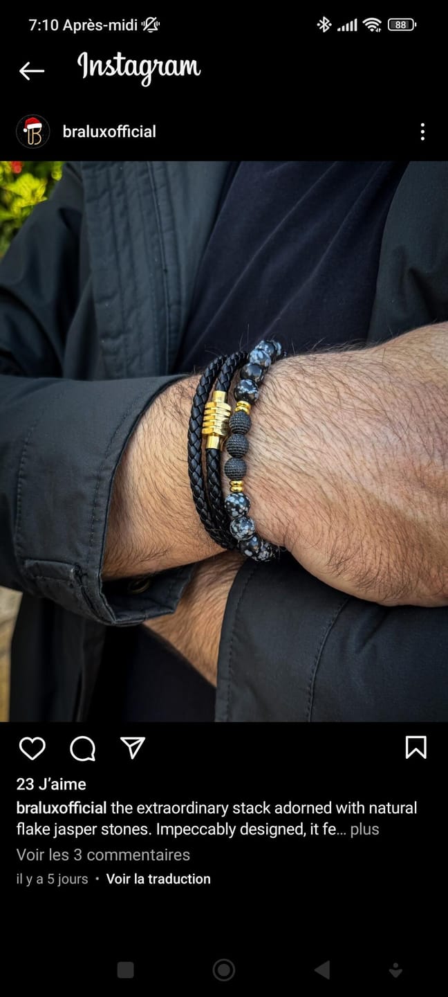 Customer photo review of Duo Leather Flake Jasper Monogram Stack