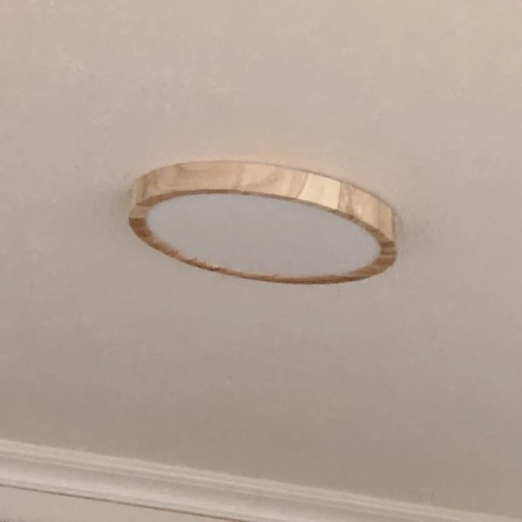 Customer photo review of Ceiling Light, Natural Rubberwood, Slim Flush Mount, Integrated LED