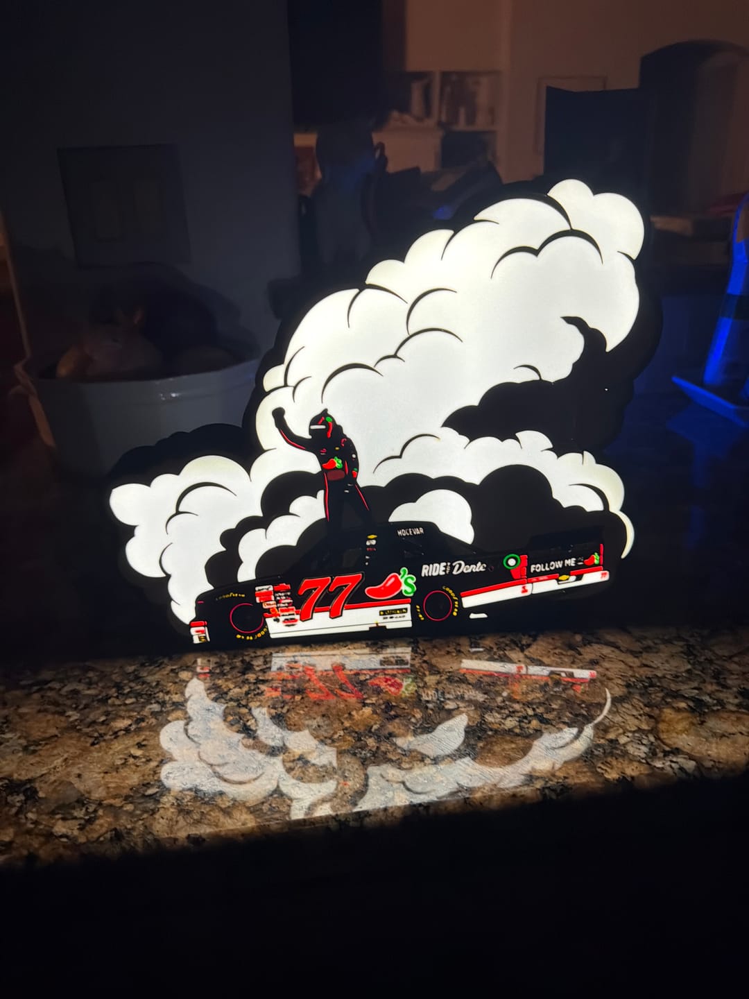 Customer photo review of Carson Hocevar Texas Truck Win LED Sign