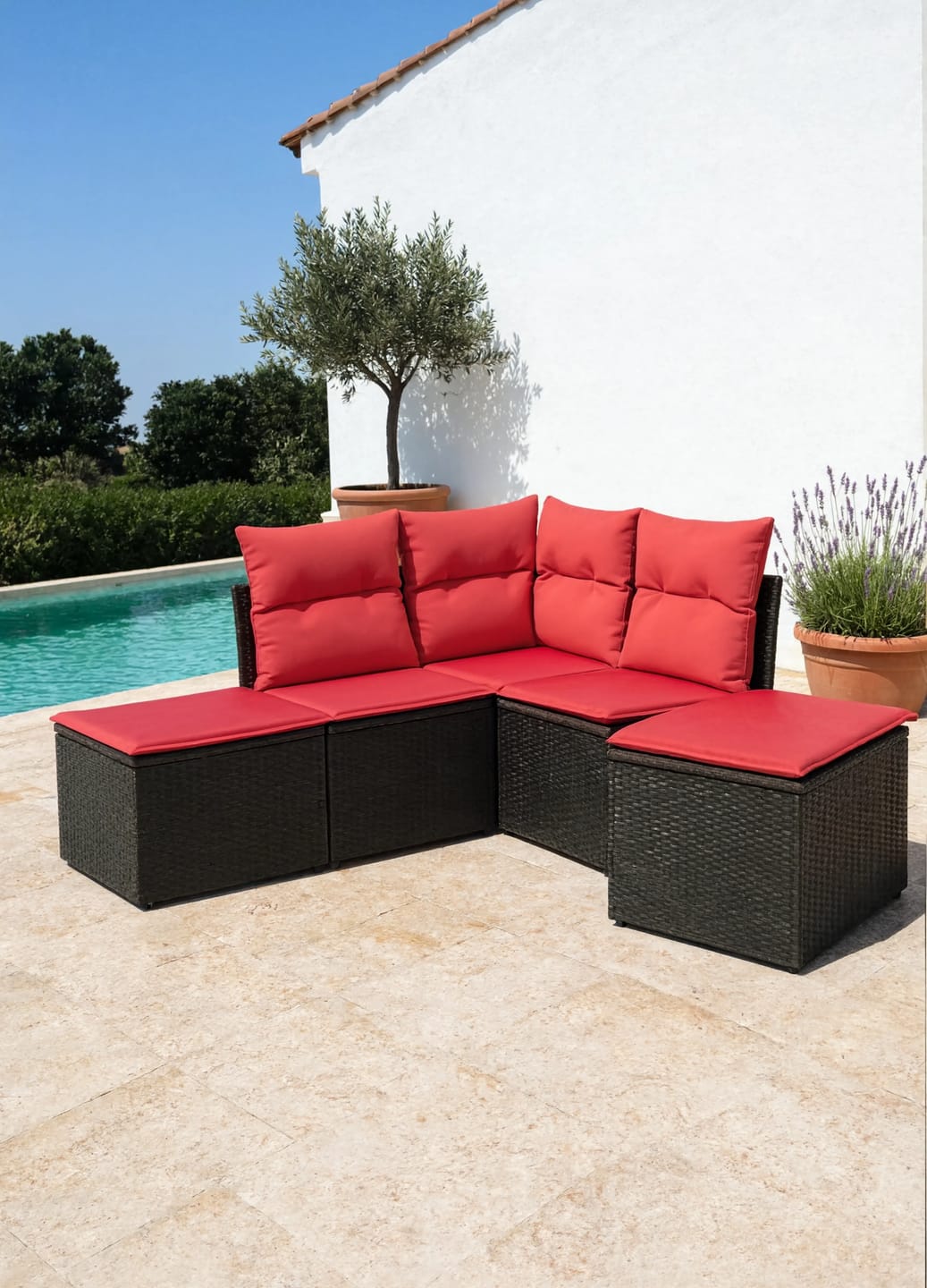 Customer photo review of PE Rattan 5-Piece Modular Garden Corner Sofa Set with Cushions | GardenCorner
