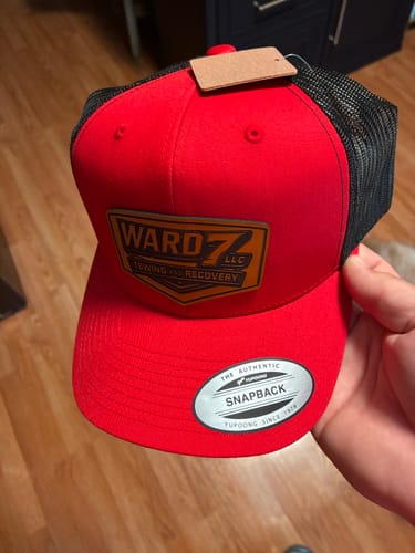 Customer photo review of Premium Custom Leather Patch Hats (Wholesale)