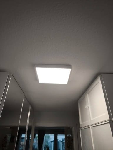 Customer photo review of Ceiling Light, Natural Rubberwood, Slim Flush Mount, Integrated LED