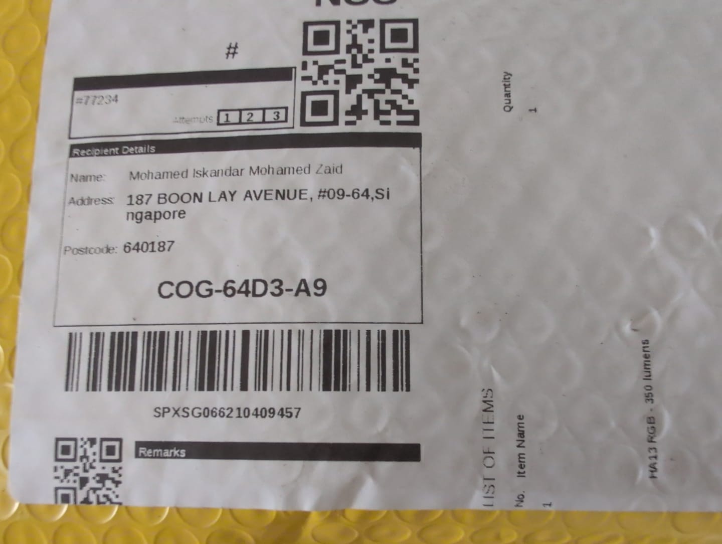 Customer photo review of HA13 RGB - 350 lumens
