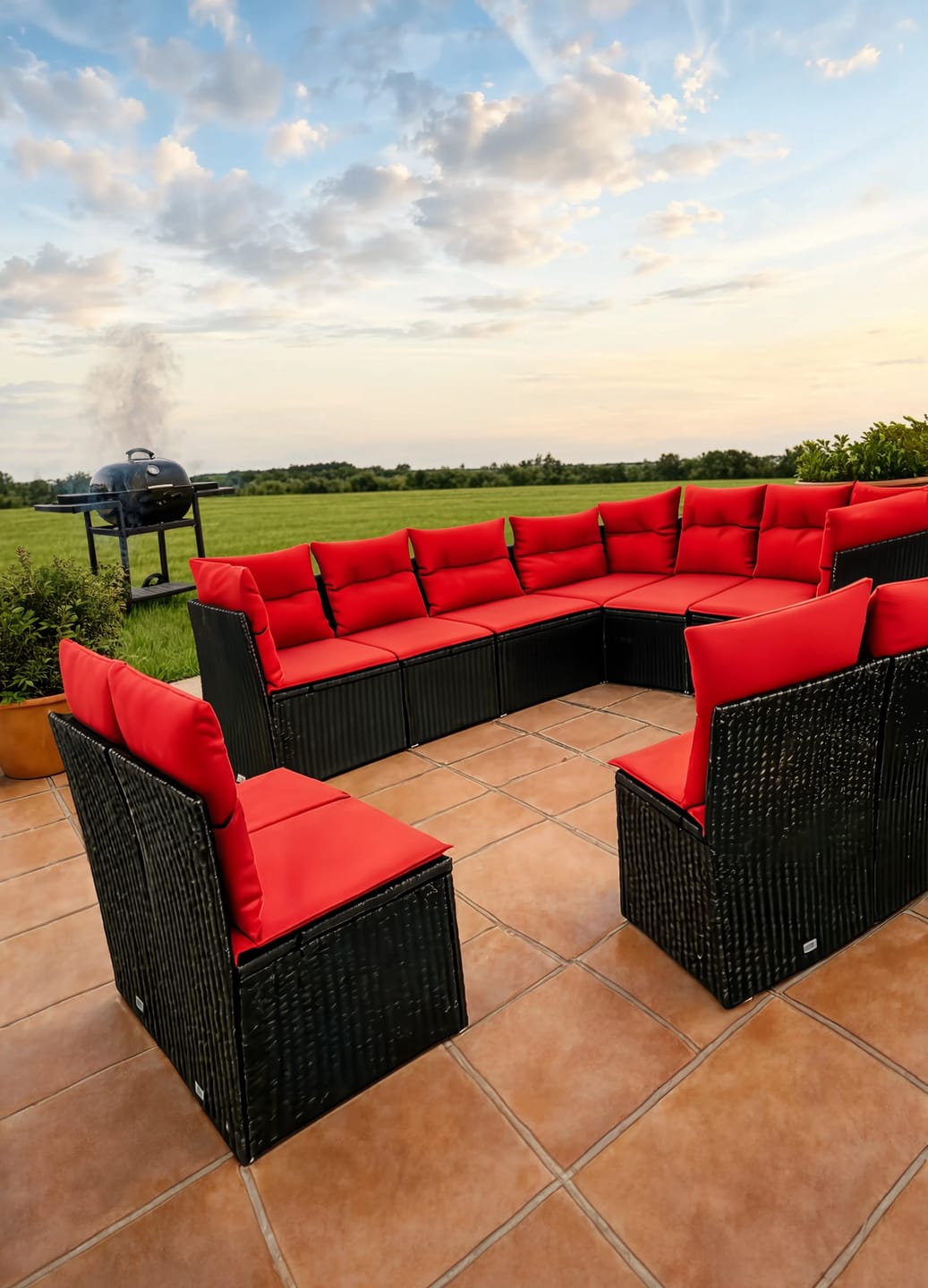 Customer photo review of PE Rattan 11-Piece Modular Garden Corner Sofa Set with Cushions | GardenCorner