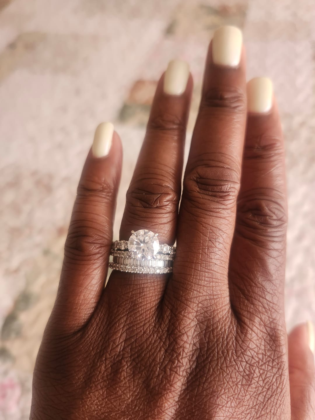 Customer photo review of Rodiffy Moissanite 2.0Ct~4.0 Ct Round Engagement Ring -4 Prong Setting