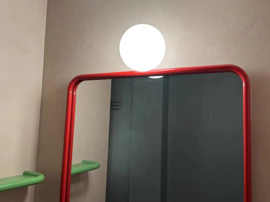 Customer photo review of Round Frosted Glass Wall Light, Single-LED Globe Fixture, Metal Base