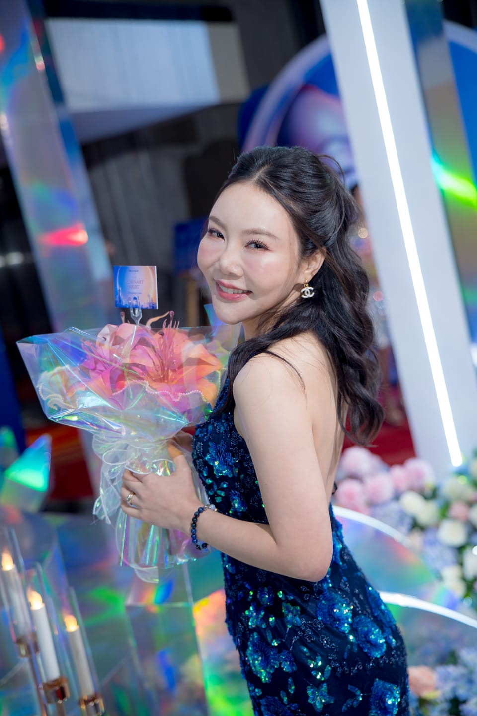 Customer photo review of P06 Vintage Primavera Midnight Bloom Evening Gown (S-M)